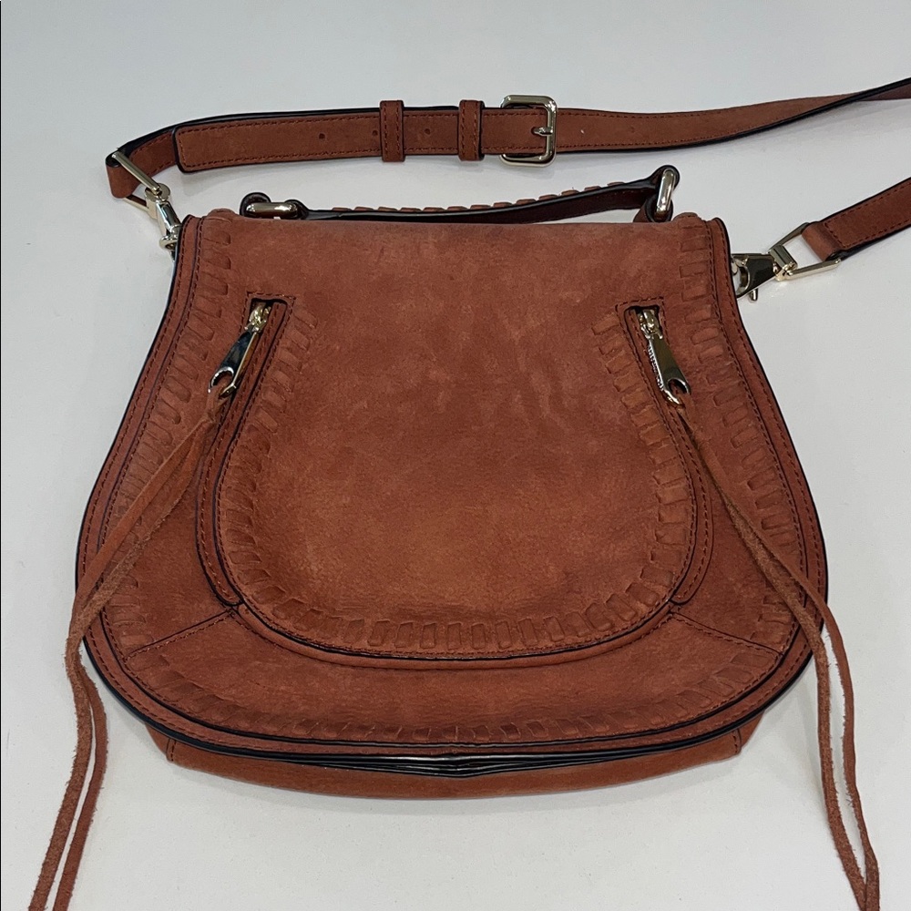Rebecca Minkoff Tan Suede Crossbody Saddle Bag, Western, Boho, Hipee, Festival